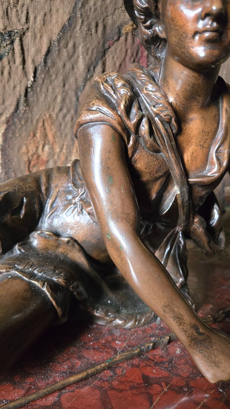 Bronzo di Giotto su marmo, dopo Dumaige XIX secolo