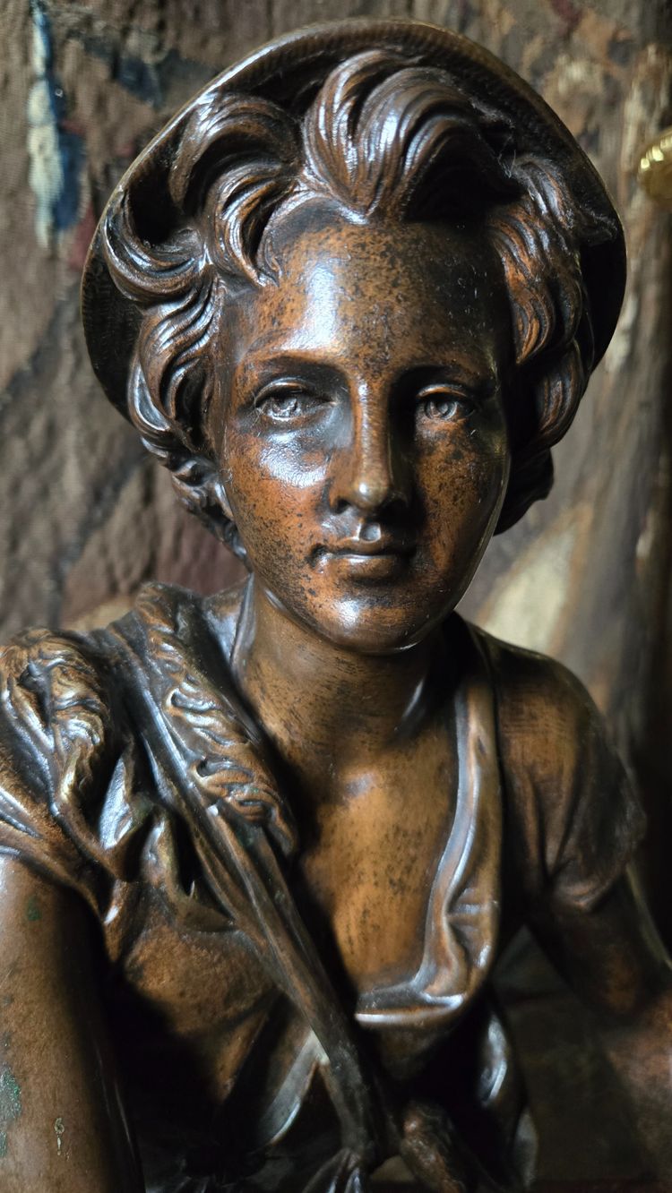 Bronzo di Giotto su marmo, dopo Dumaige XIX secolo