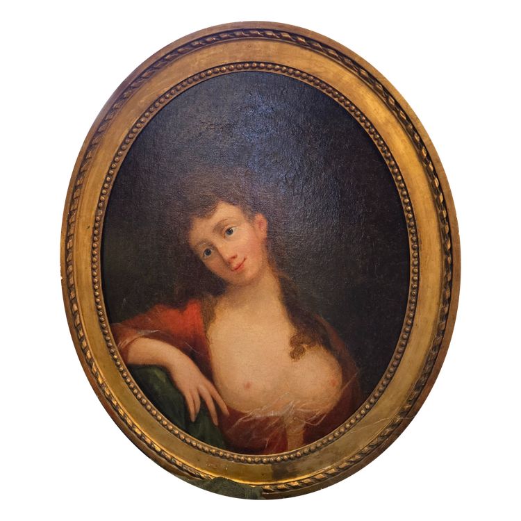 Huile sur Toile portrait intime d’une femme, XVIIIème