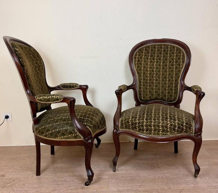 Pair Of Louis XV Style Mahogany Armchairs XIXth Century