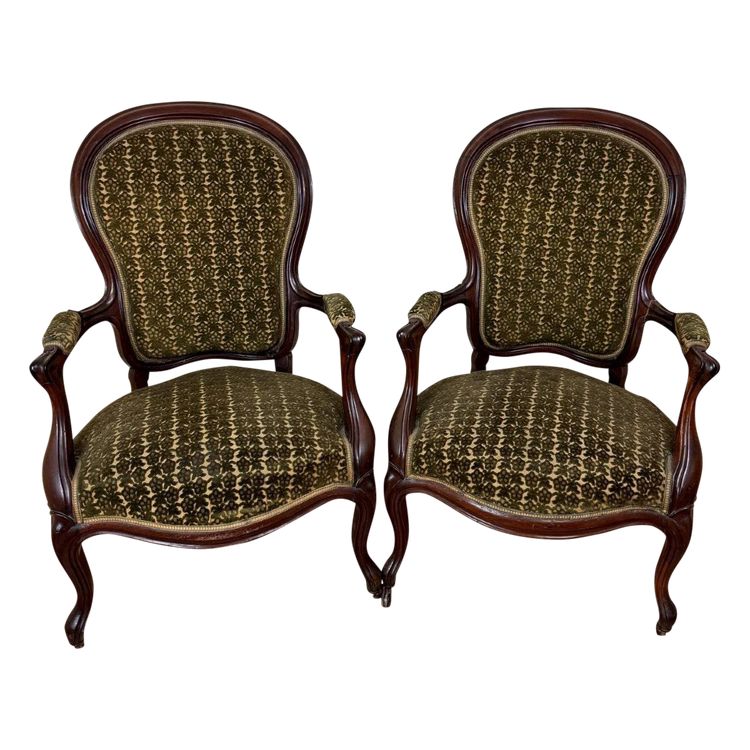 Pair Of Louis XV Style Mahogany Armchairs XIXth Century