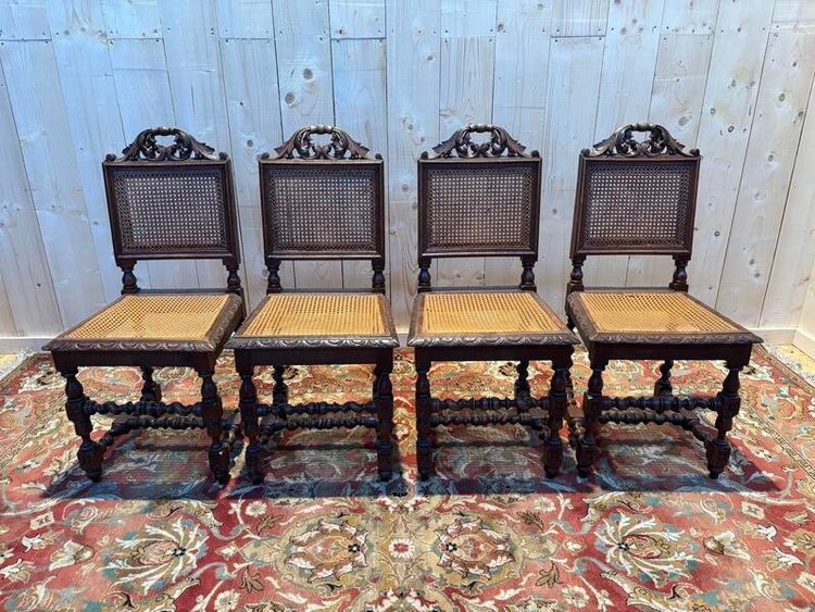 Series of 4 Renaissance chairs in Cannage.