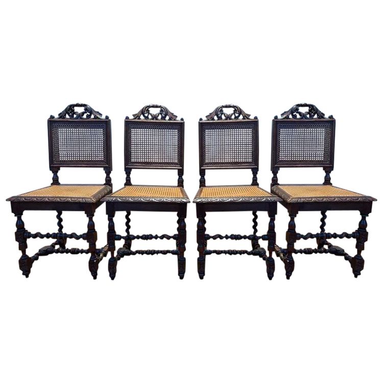 Series of 4 Renaissance chairs in Cannage.