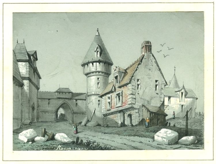 Auguste François ROUMEGOUS (XIX) Paysage animé - Dessin original ancien