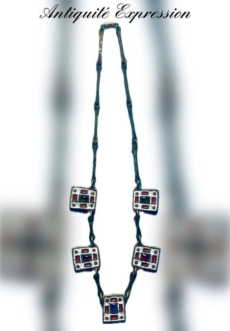 DOMINIQUE PIÉCHAUD (1922-2011). COLLIER EN BRONZE ET ÉMAIL : années 50-60