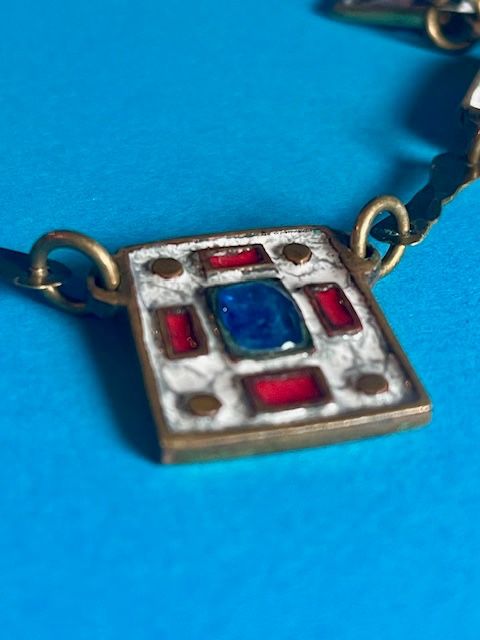 DOMINIQUE PIÉCHAUD (1922-2011). COLLIER EN BRONZE ET ÉMAIL : années 50-60