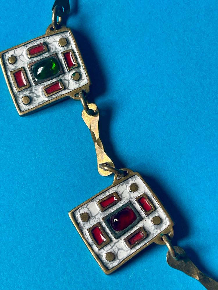 DOMINIQUE PIÉCHAUD (1922-2011). COLLIER EN BRONZE ET ÉMAIL : années 50-60