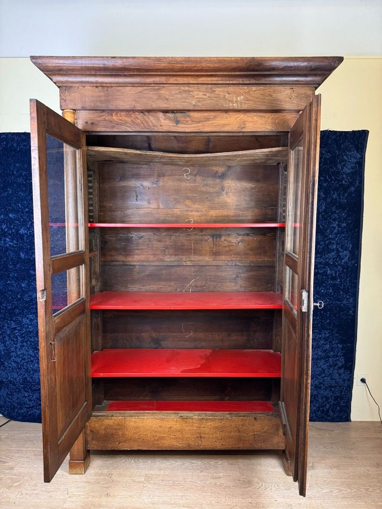 Libreria in noce biondo di epoca impero