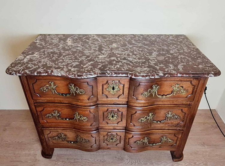 Cassettiera d'epoca Luigi XIV in noce massiccio