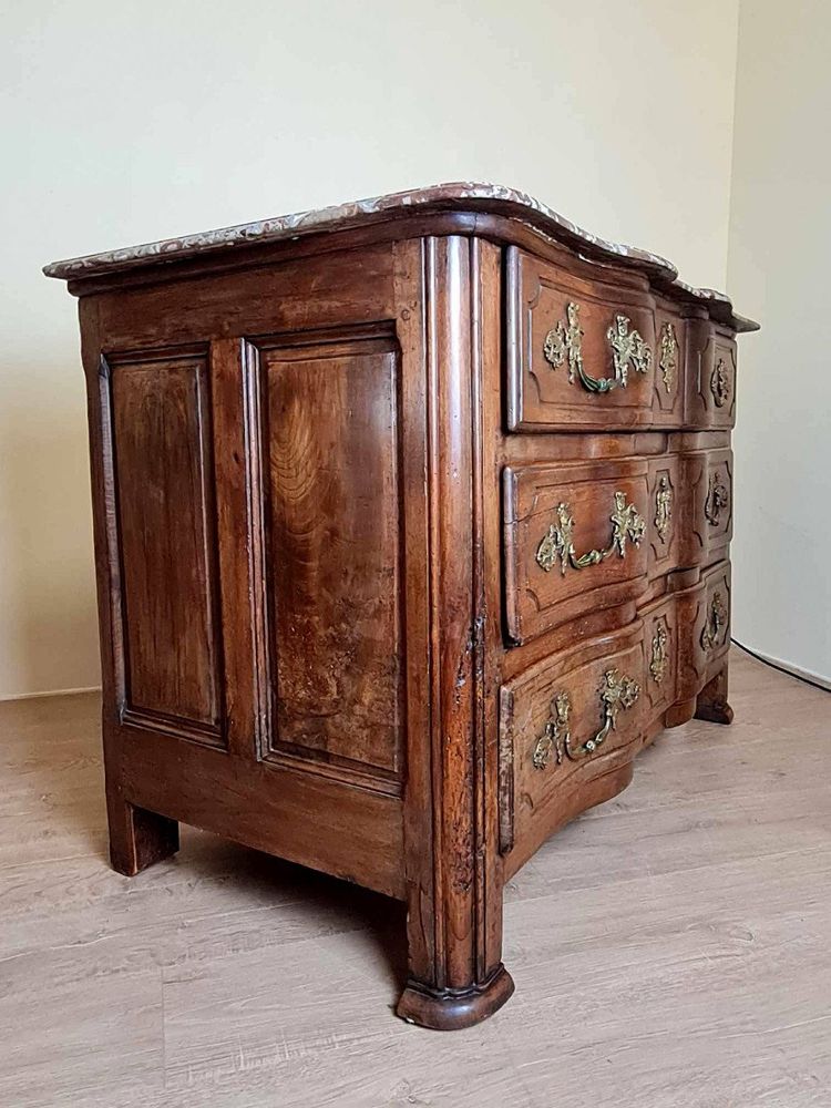 Cassettiera d'epoca Luigi XIV in noce massiccio
