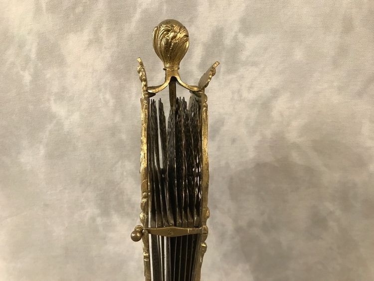 Pare feu de cheminée ancien en bronze et laiton d'époque 19 ème 