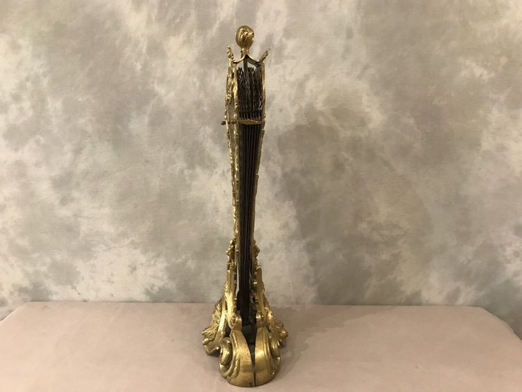 Pare feu de cheminée ancien en bronze et laiton d'époque 19 ème 