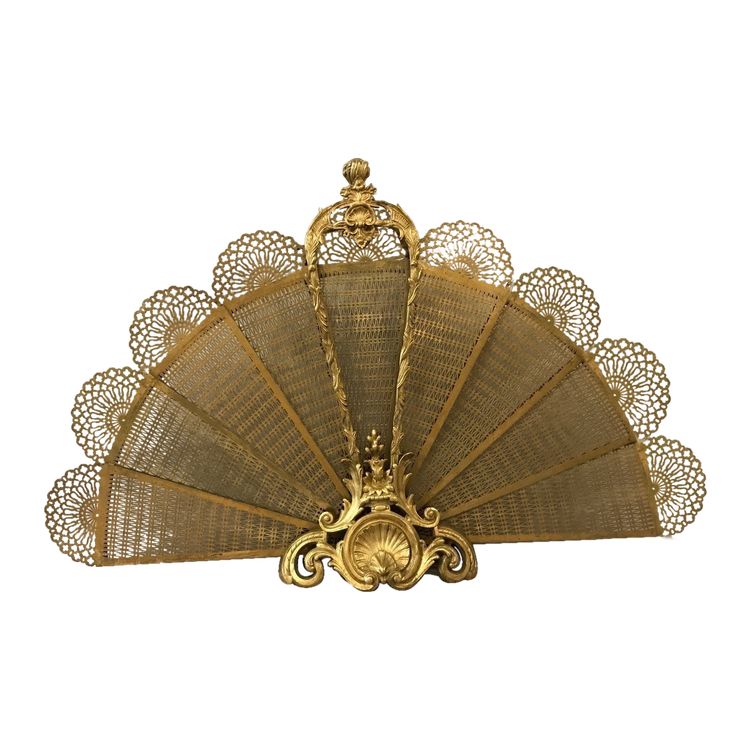Pare feu de cheminée ancien en bronze et laiton d'époque 19 ème 
