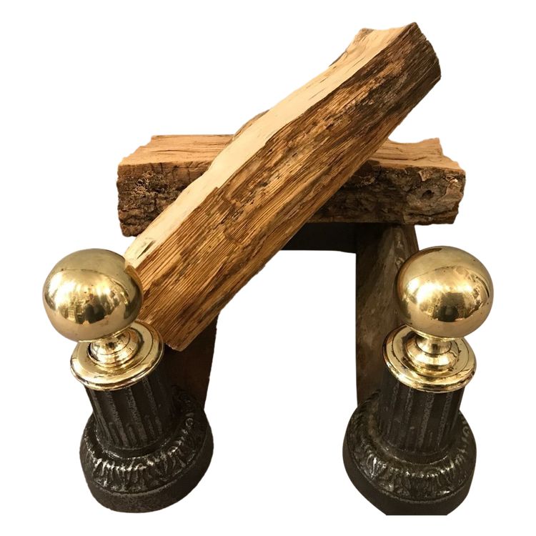 Pair of 19th century cast iron and brass andirons