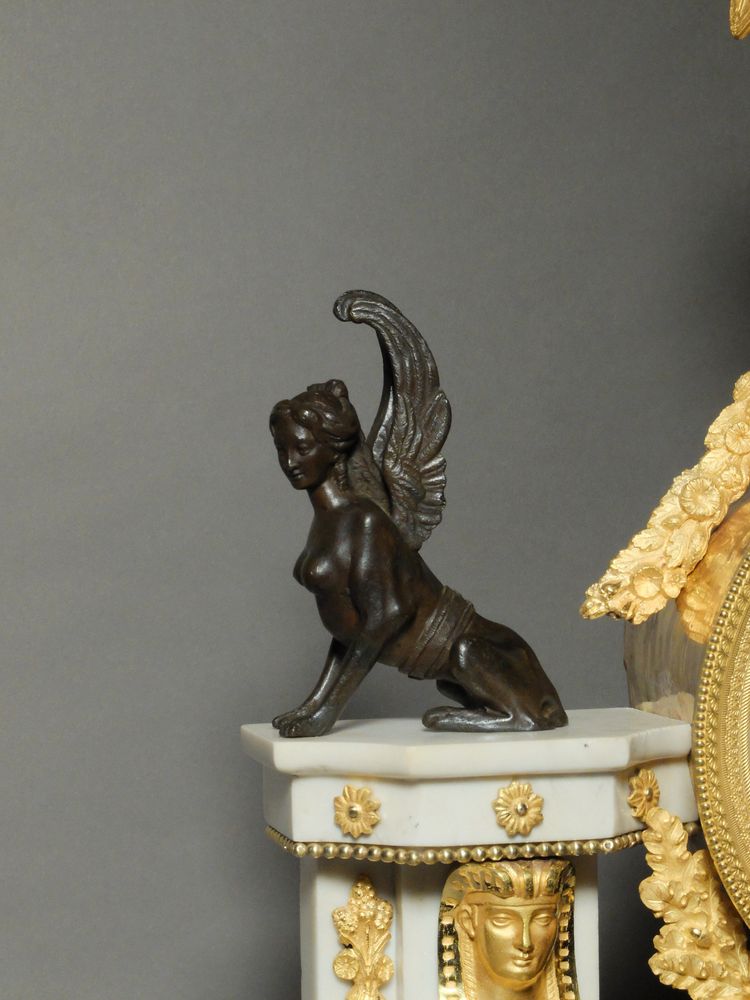 Louis XVI period portico clock with Egyptian figures