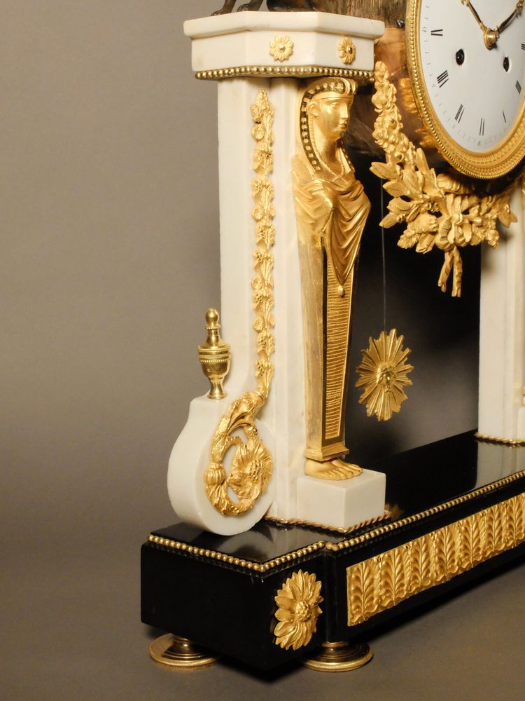 Louis XVI period portico clock with Egyptian figures