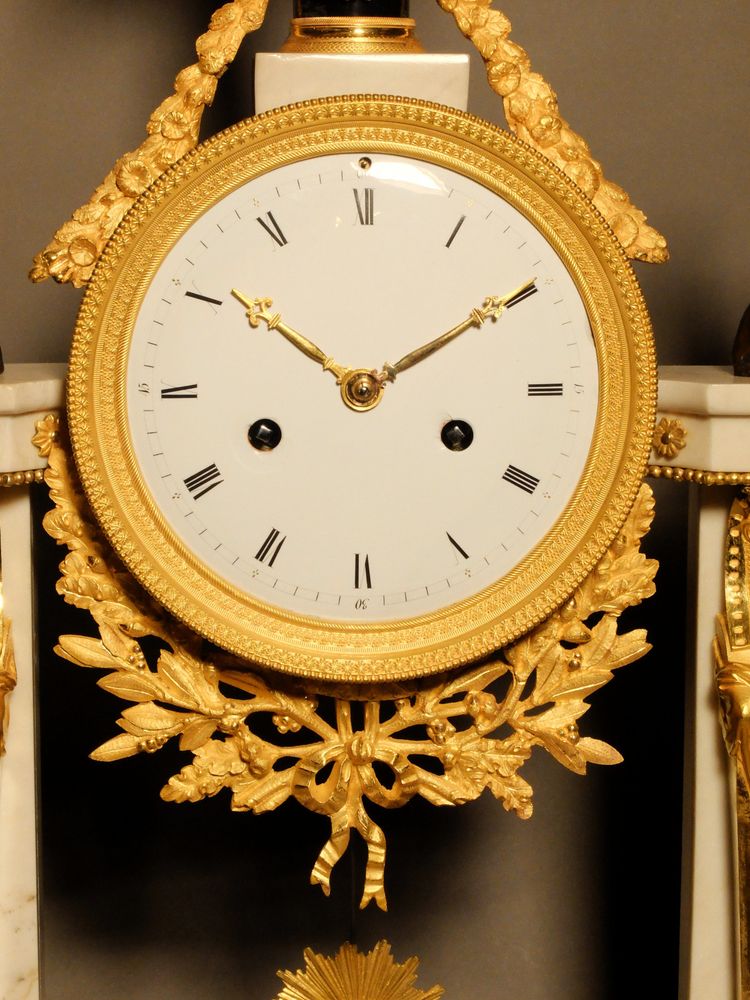 Louis XVI period portico clock with Egyptian figures