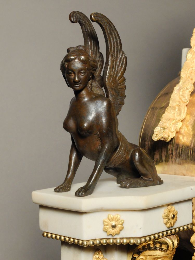 Louis XVI period portico clock with Egyptian figures
