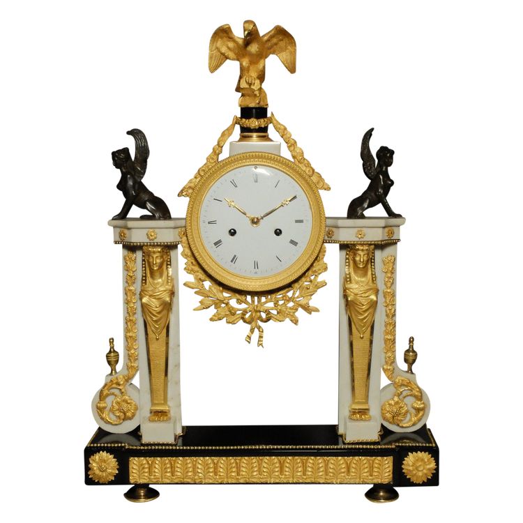 Louis XVI period portico clock with Egyptian figures