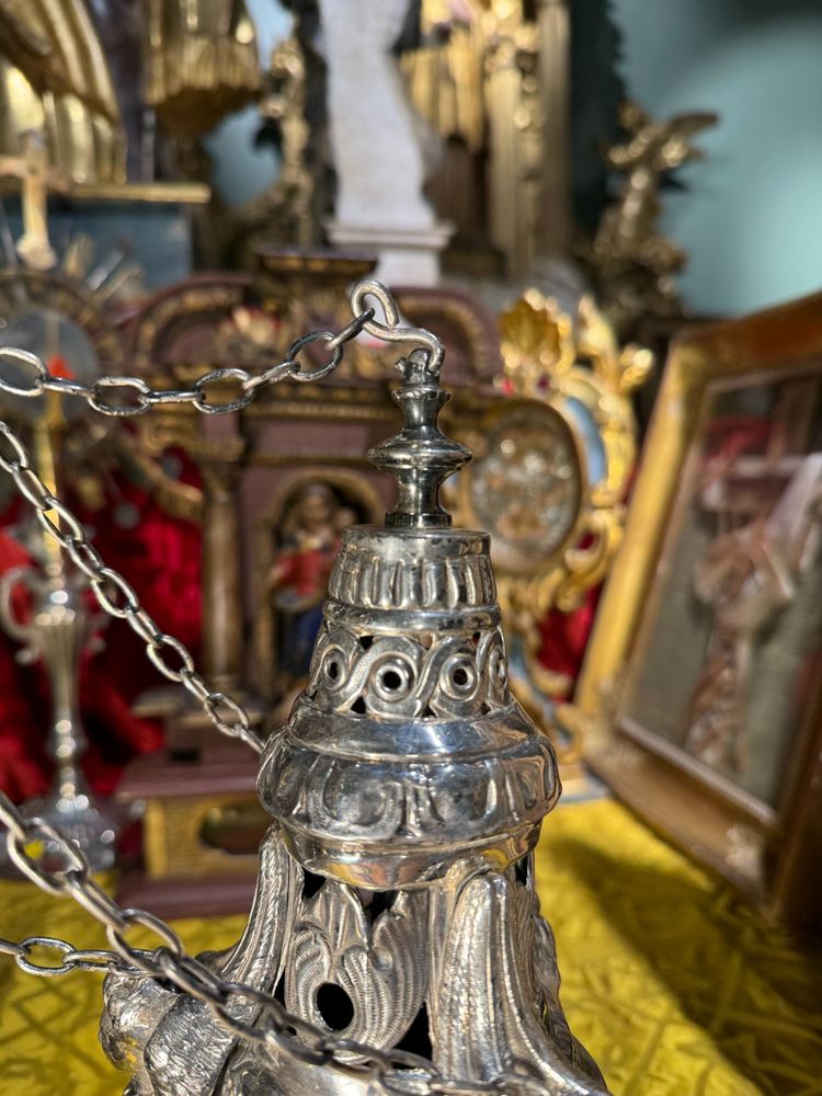 Bruciaincenso in bronzo argentato - XIX secolo