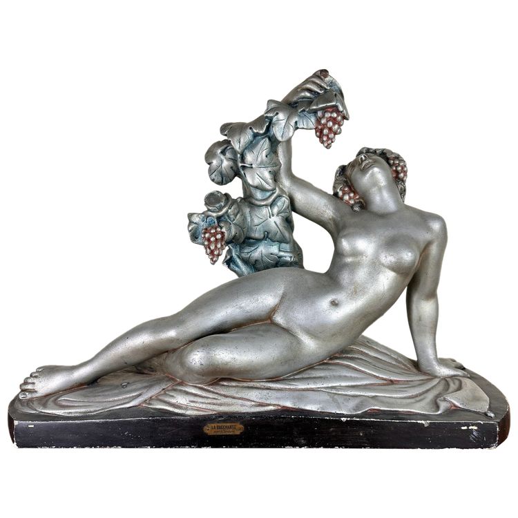 Clodion La Bacchante : Large Polychrome Plaster Sculpture Art Deco period