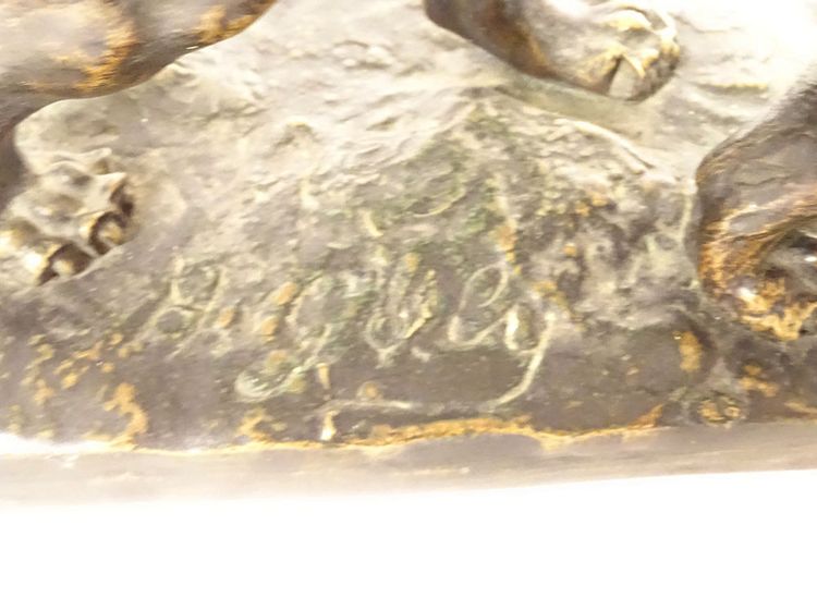 Scultura in bronzo Hippolyte Marius Galy Leone ruggente Animale XIX secolo