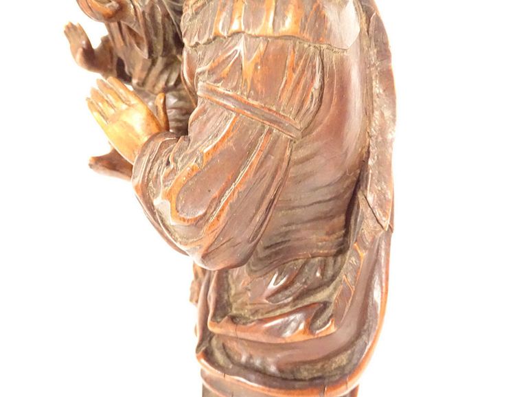 Statua intagliata della Vergine e del Bambino Gesù Legno di bosso 40 cm Fine XVIII secolo