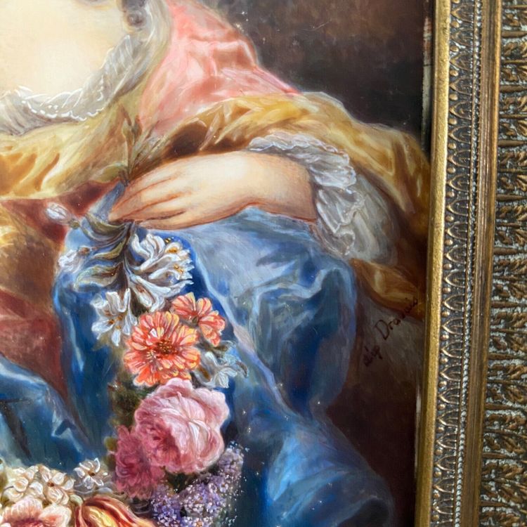 Handgemalte Miniaturen Frauen aus dem 18. Jahrhundert, signiert nach Van Loo