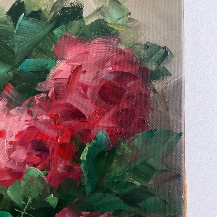 Oil on canvas still life bouquet of roses XXth by A. Jordin