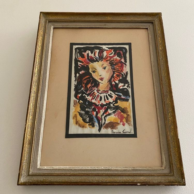 Aquarell auf Papier Porträt einer jungen Frau von Françoise Carrel