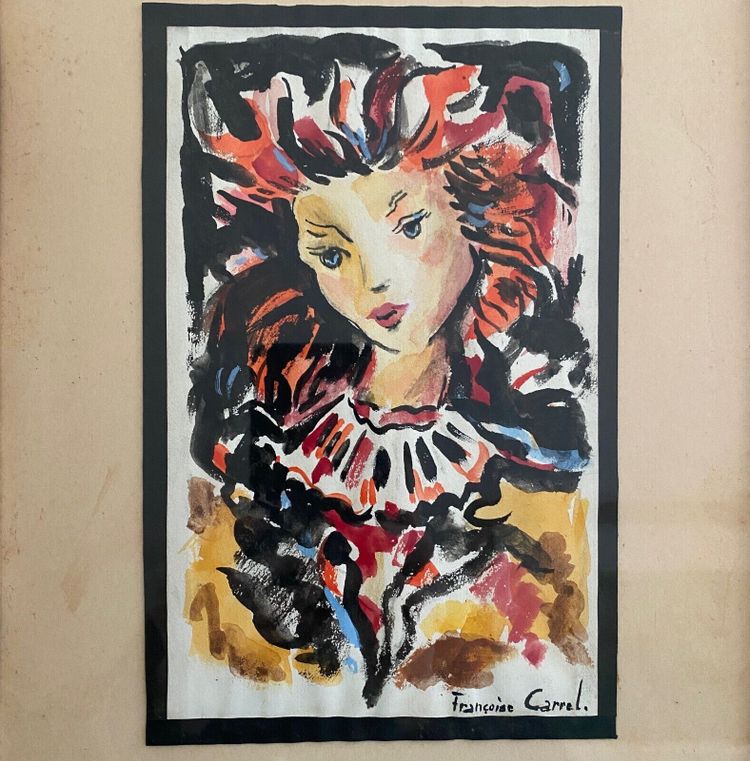 Aquarell auf Papier Porträt einer jungen Frau von Françoise Carrel