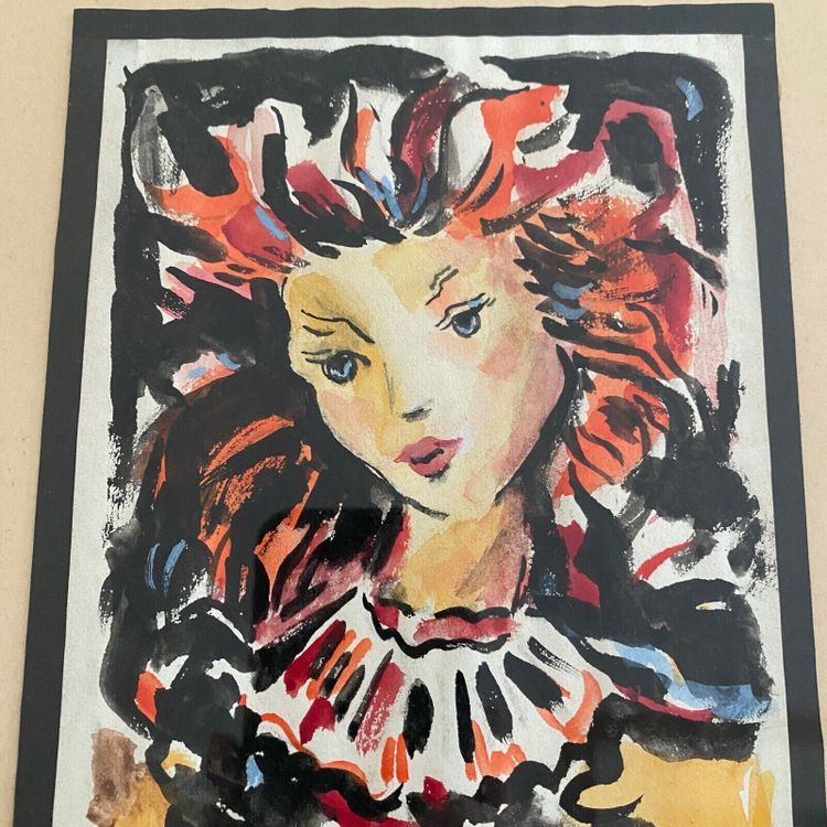 Aquarell auf Papier Porträt einer jungen Frau von Françoise Carrel