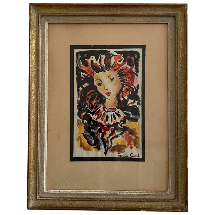 Aquarell auf Papier Porträt einer jungen Frau von Françoise Carrel