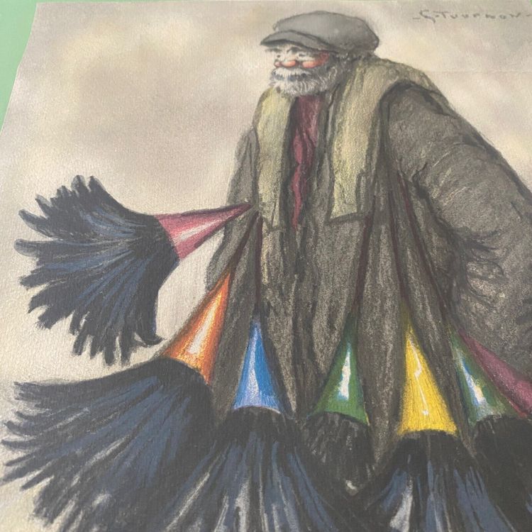 Acquerello su carta di Georges Tournon piccolo artigianato di strada
