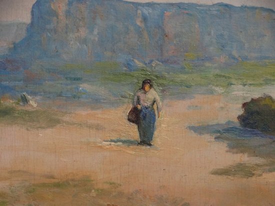 20th century French school. The count. Provencal landscape. Oil on panel signed.