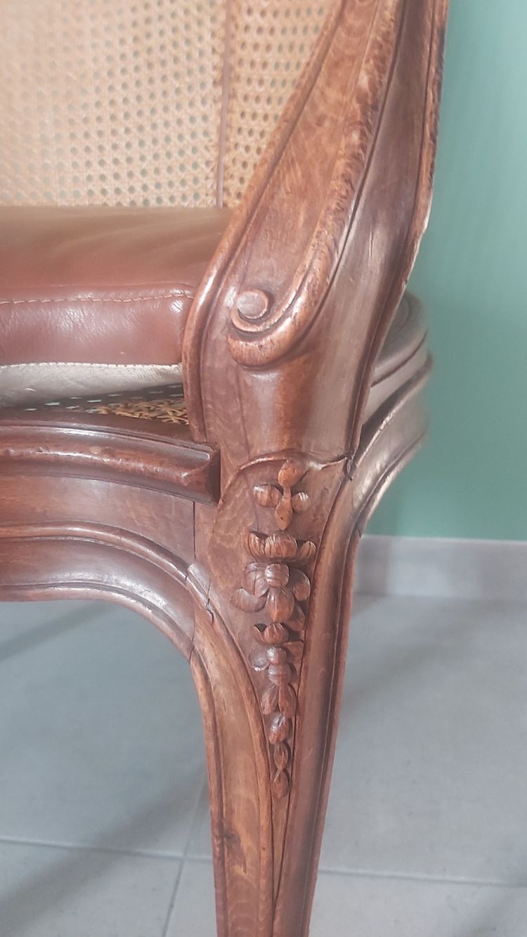 Beautiful Louis XV style caned office armchair