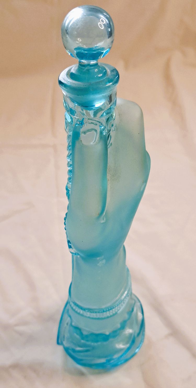 Blue bottle or flask Legras hand with dagger 19th century