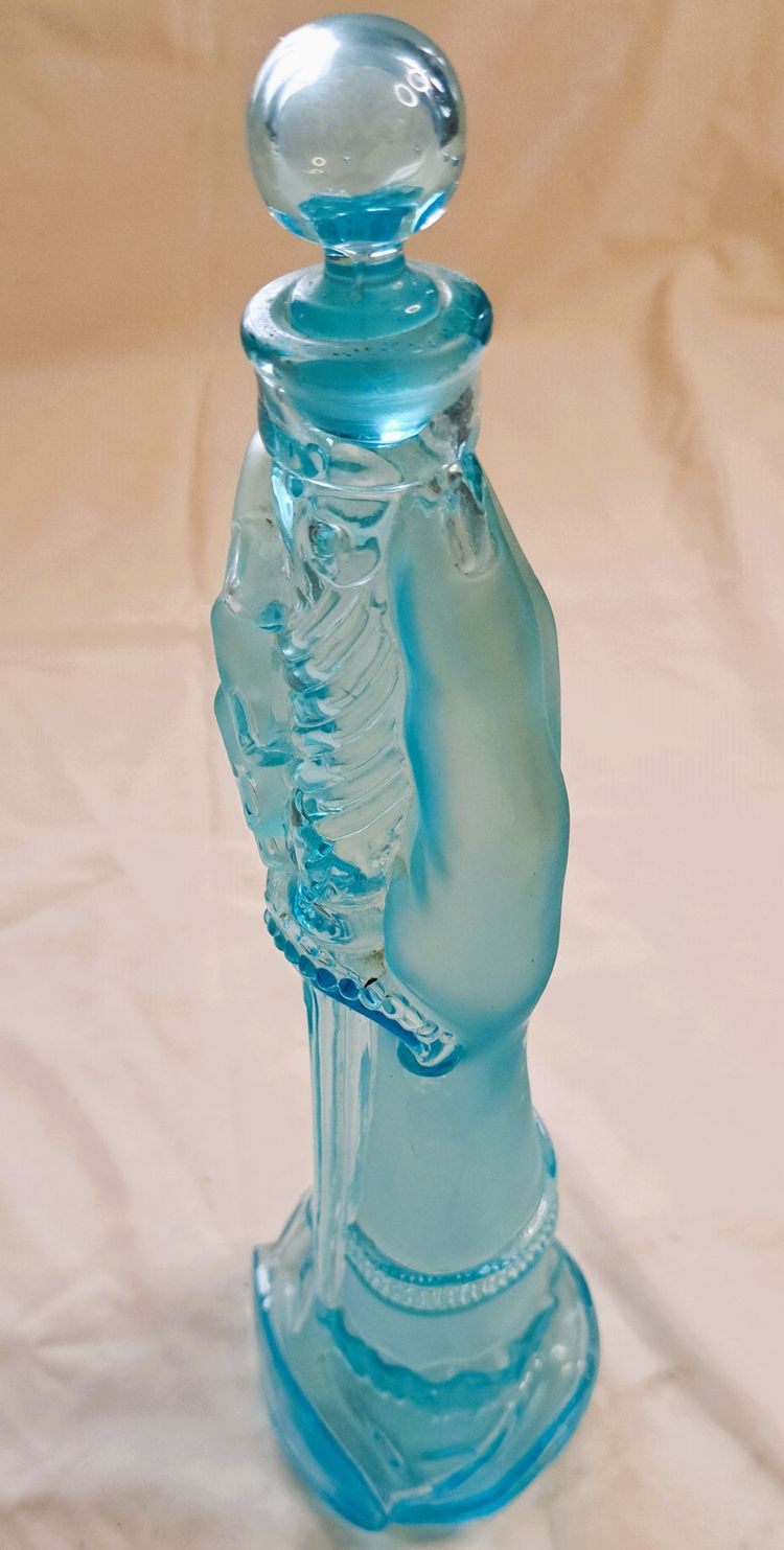 Blue bottle or flask Legras hand with dagger 19th century