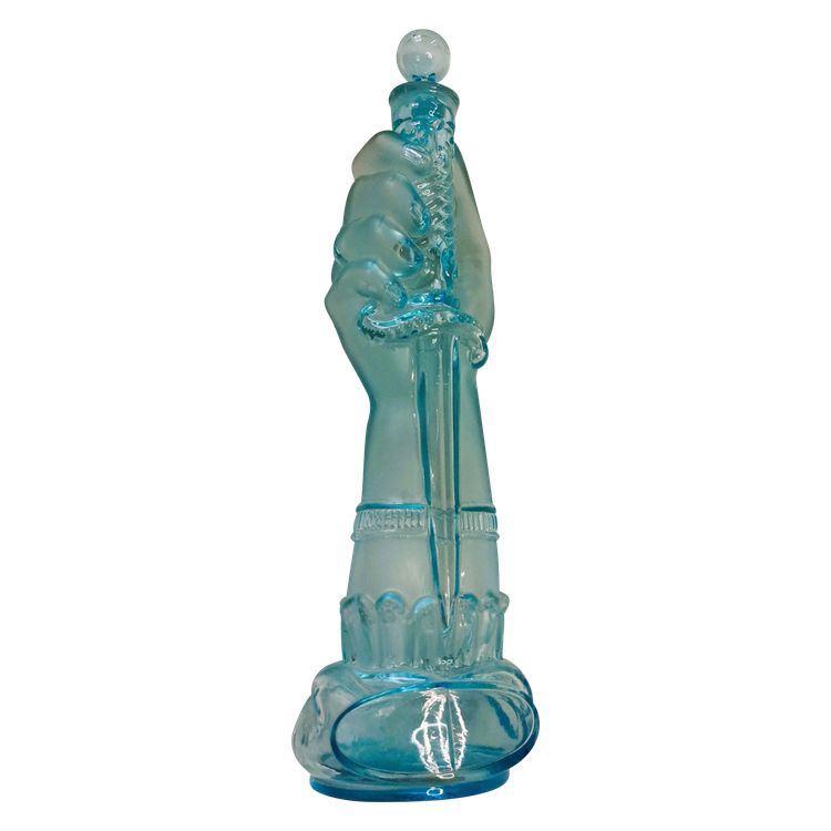 Blue bottle or flask Legras hand with dagger 19th century