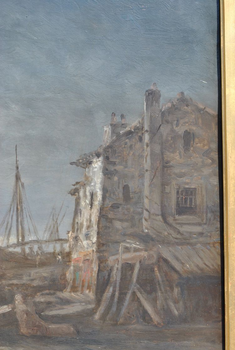 J Suchet, Paysage De Bord De Mer De Nuit, Marseille, Öl auf Leinwand XIX.