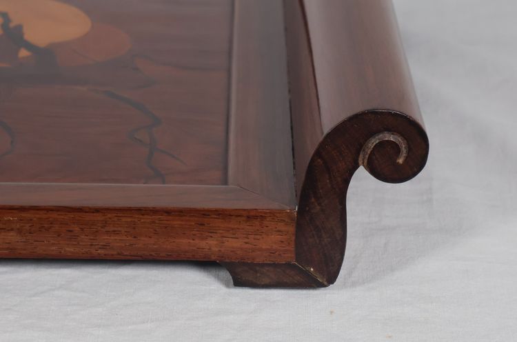 Solid Mahogany And Inlaid Art Deco Tray