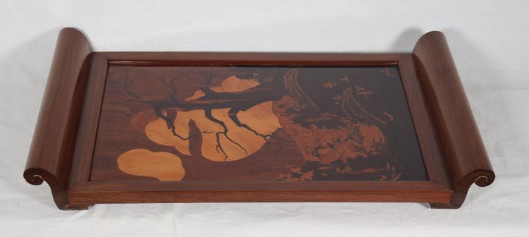 Solid Mahogany And Inlaid Art Deco Tray