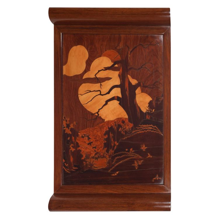 Solid Mahogany And Inlaid Art Deco Tray