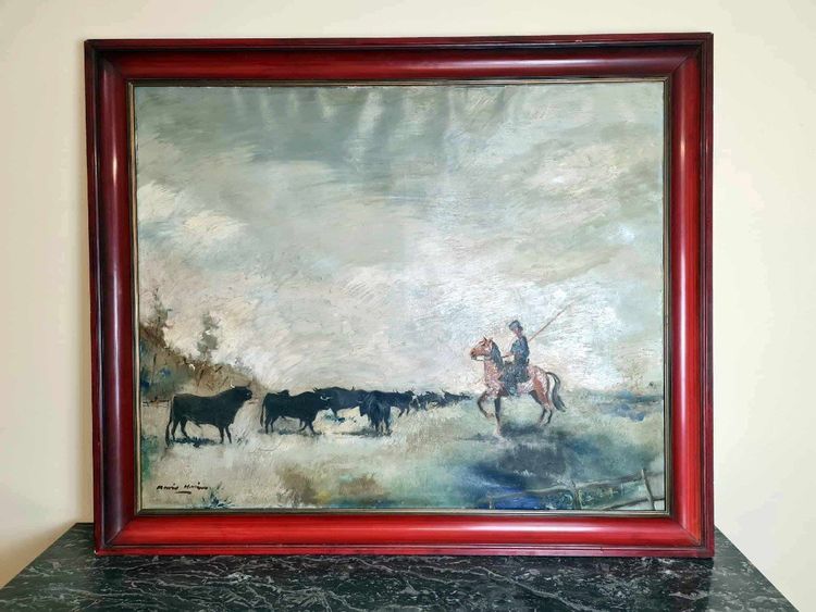 Olio su tela di grandi dimensioni "la Camargue