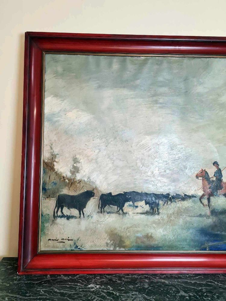 Olio su tela di grandi dimensioni "la Camargue