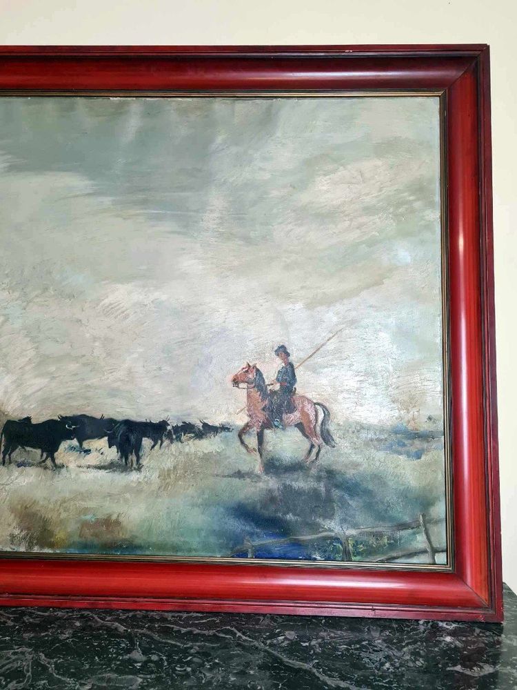 Olio su tela di grandi dimensioni "la Camargue