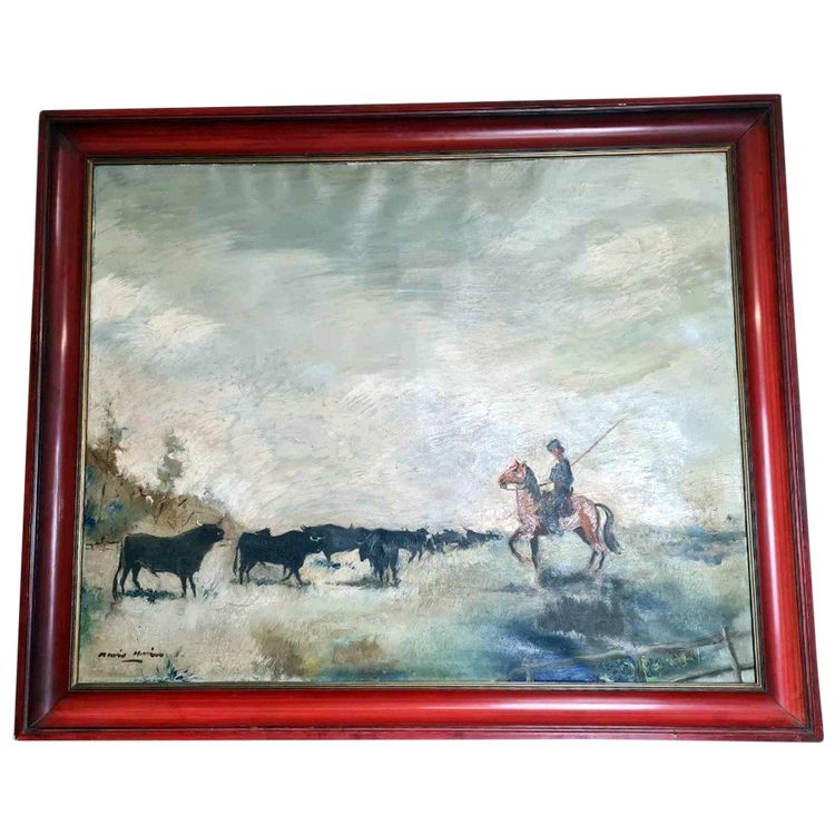 Olio su tela di grandi dimensioni "la Camargue