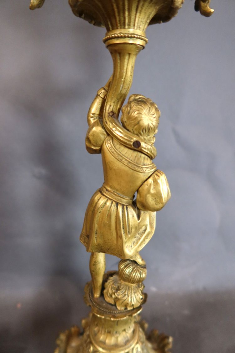 Coppia di candelabri in bronzo dorato XIX secolo