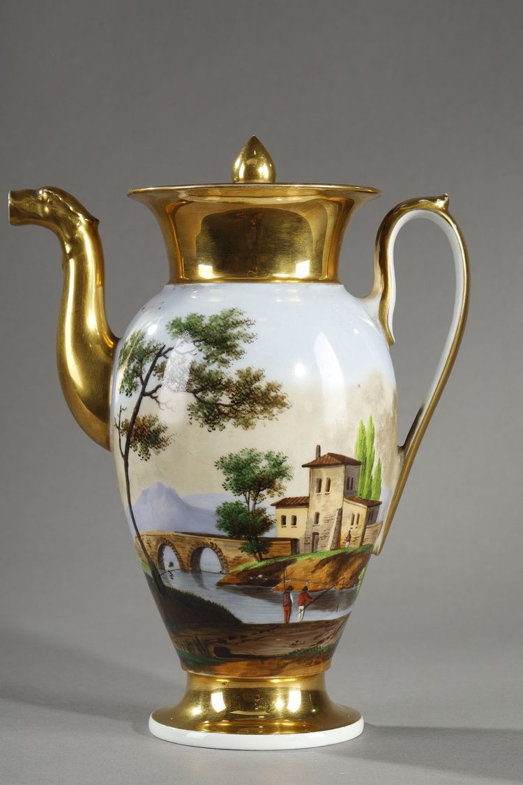 PARIS PORCELAIN SERVICE WITH LANDSCAPE DECORATION