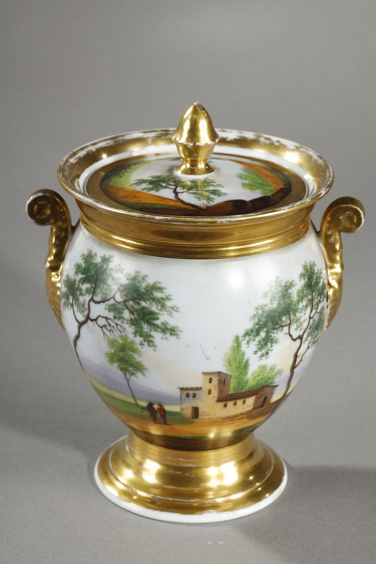 PARIS PORCELAIN SERVICE WITH LANDSCAPE DECORATION